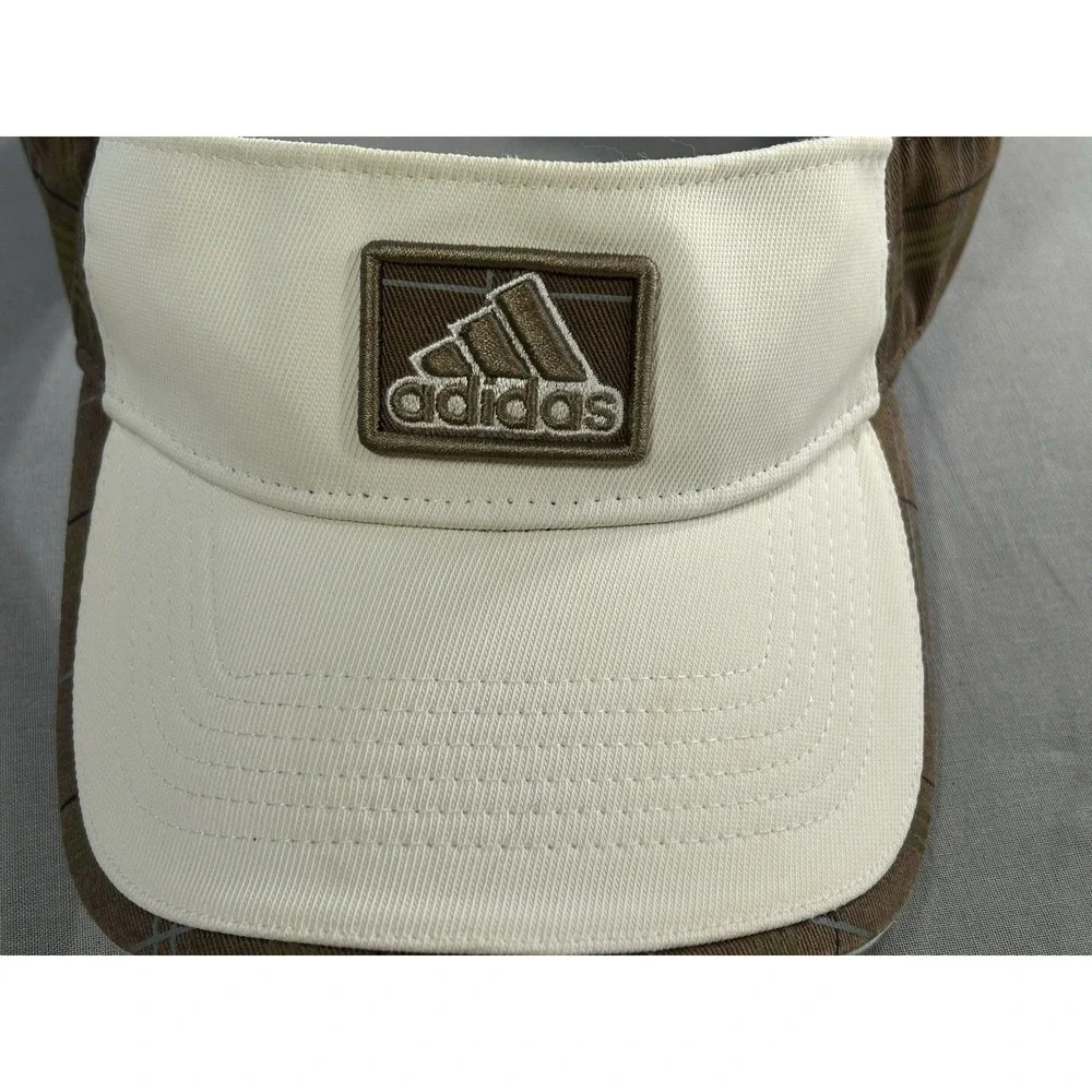 Adidas‎ Climalite Visor beige with brown plaid adjustable hook and loop